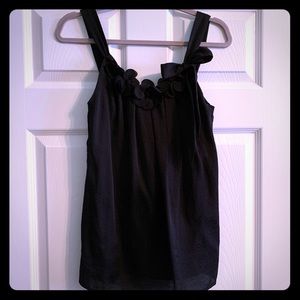 Black Sleeveless Blouse with Flowers